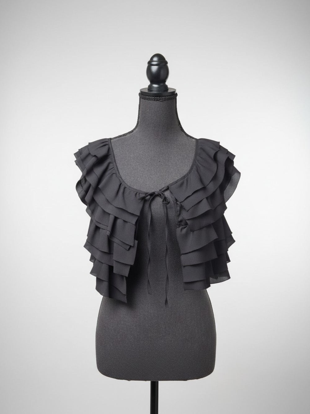 Forever 21 Black Ruffle Tie-Front Layering Shrug Size Large